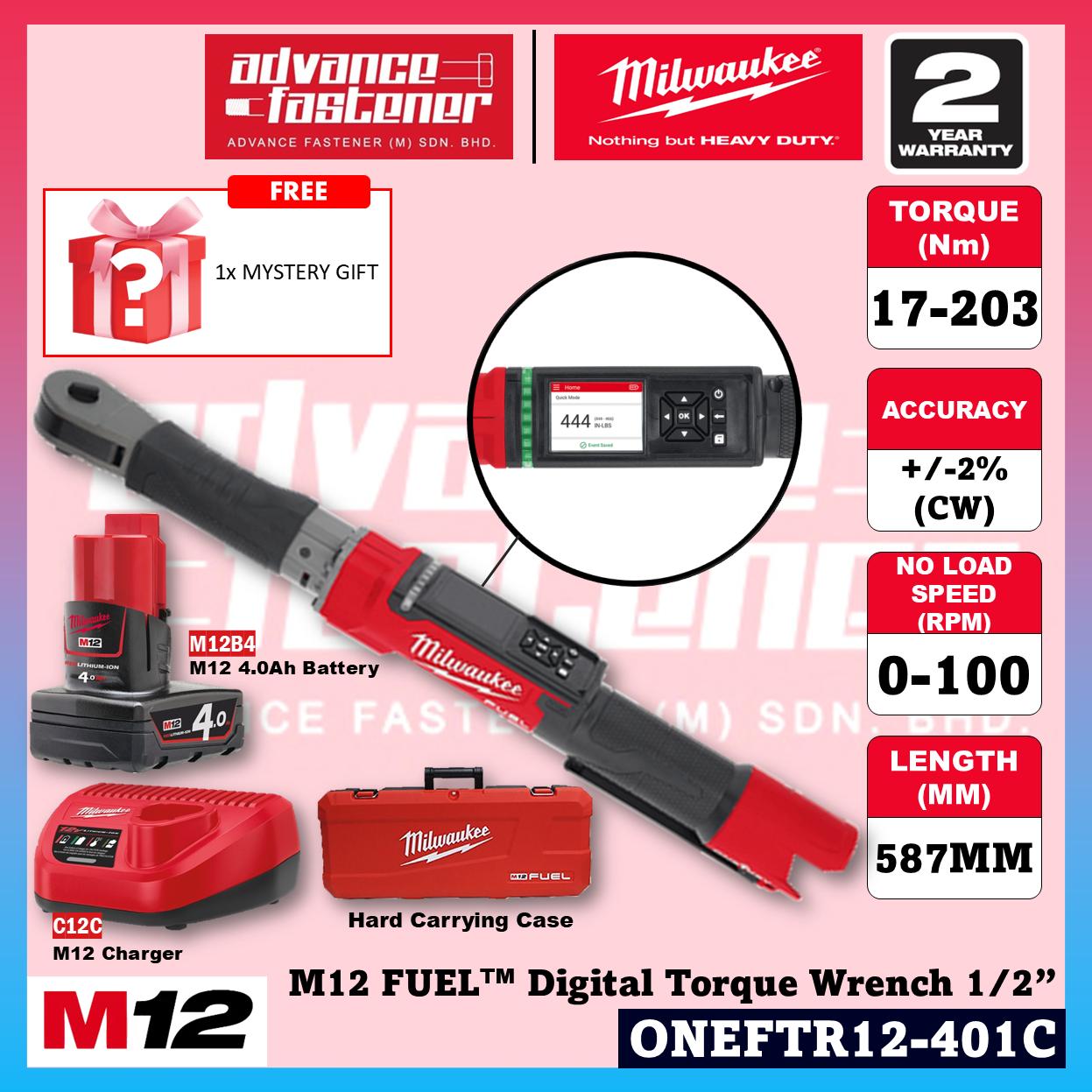 Milwaukee ONEFTR12-251C / ONEFTR12-0C0 M12 FUEL Digital Torque Wrench 1/2″ w/ ONE-KEY 203Nm