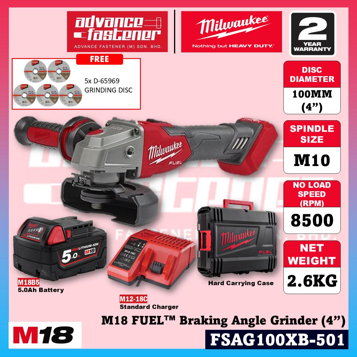 Milwaukee M18 CHIP & GRIND KIT ( FHX M18 FUEL Gen II Rotary Hammer / FID3 M18 FUEL Gen IV Impact Driver / FPD3 M18 FUEL Gen IV Driver Drill / FSAG100XB M18 FUEL Gen II Braking Grinder )
