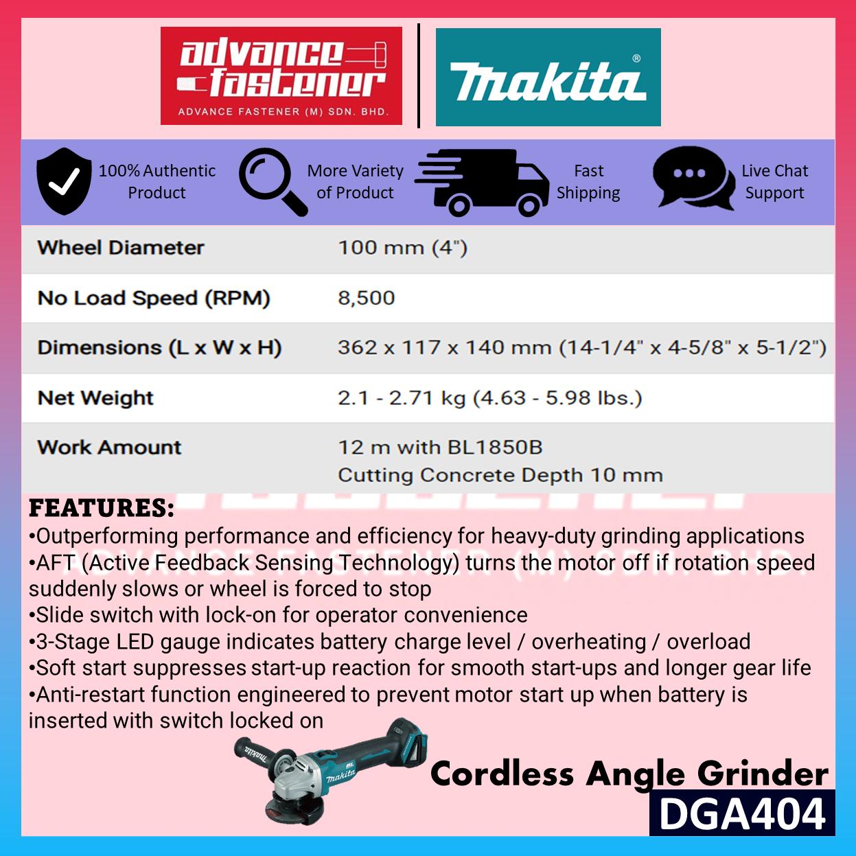 MAKITA 18V Cordless Combo Set ( DHR242 18V Cordless Combination Hammer DHP482 18V Cordless Hammer Driver Drill DGA404 18V Cordless Angle Grinder DTD156 18V Cordless Impact Driver )