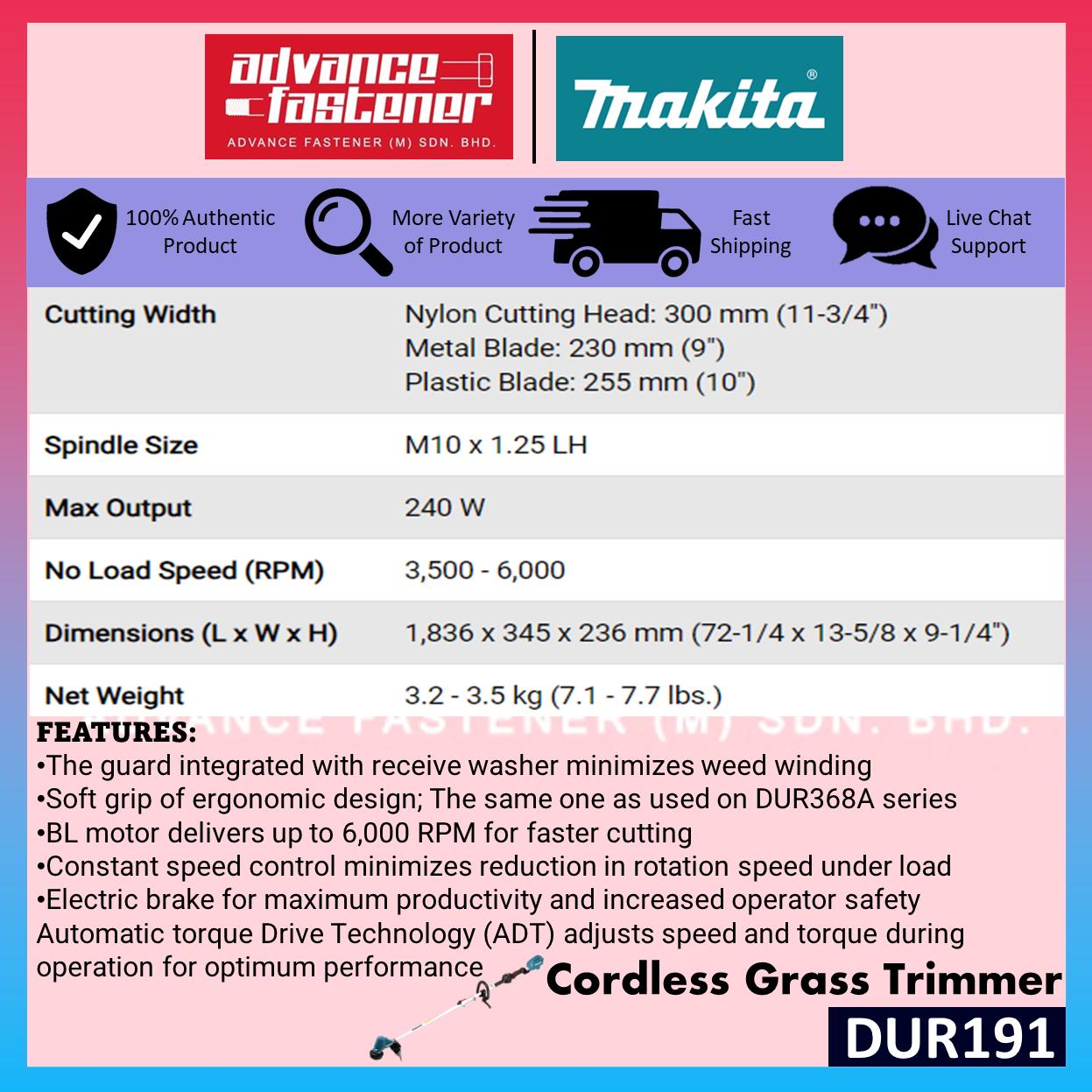 Makita 18V LXT Cordless OPE Combo ( DUR191 18V Brushless Grass Trimmer / DUH601 18V Brushless Hedge Trimmer 600MM (23-5/8") )