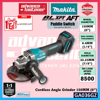 MAKITA GA036GZ 40Vmax Cordless Angle Grinder 150MM ( 6" ) ( Paddle Switch )