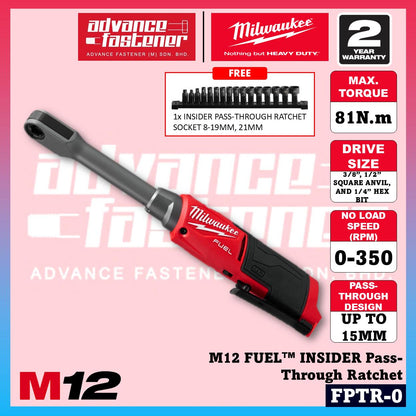 Milwaukee FPTR-251 / FPTR-0 M12 FUEL INSIDER Extended Pass-Through Ratchet
