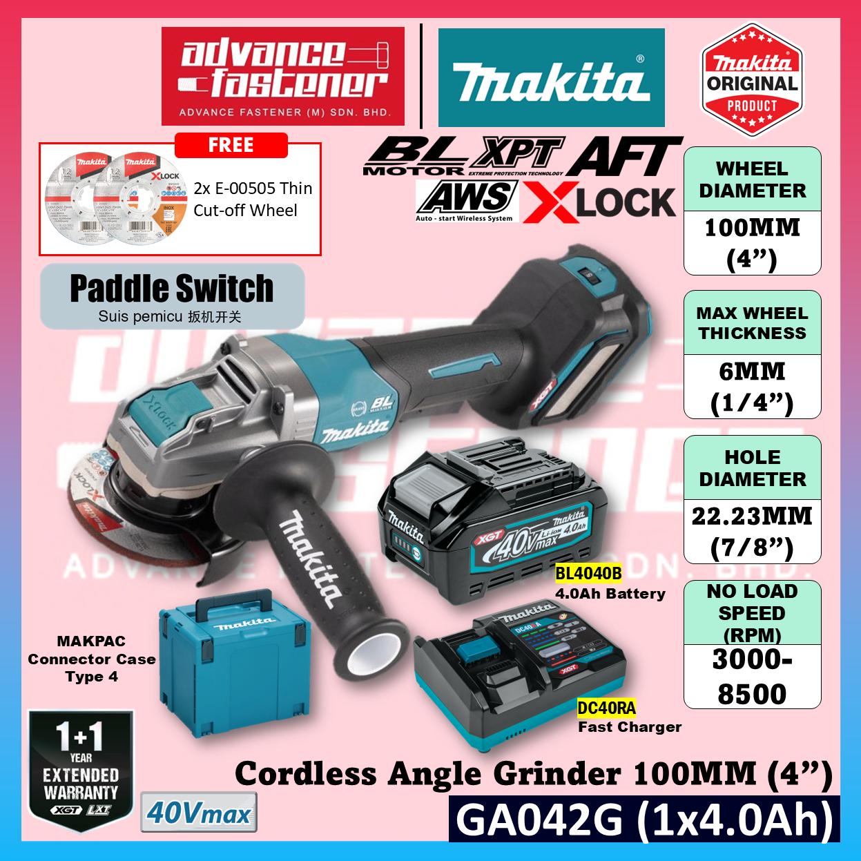 Makita GA042GM201 / GA042GD201 / GA042GZ 40Vmax Cordless Angle Grinder 100MM (4") ( GA042 )