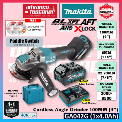 Makita GA042GM201 / GA042GD201 / GA042GZ 40Vmax Cordless Angle Grinder 100MM (4") ( GA042 )