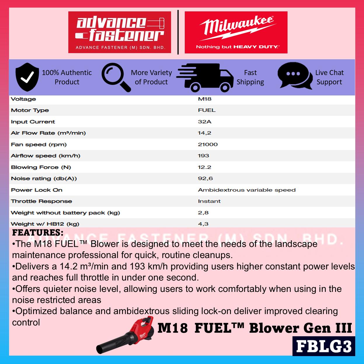 Milwaukee FBLG3-801B / FBLG3-0 M18 FUEL Gen III Outdoor Blower ( Replace FBL )
