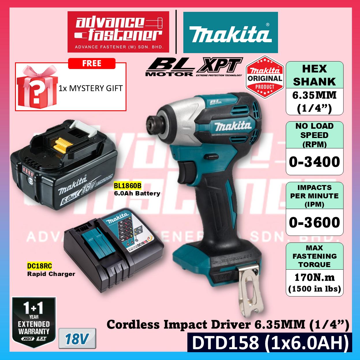 MAKITA DTD158WVE / DTD158Z 18V Cordless Impact Driver 6.35MM (1/4")