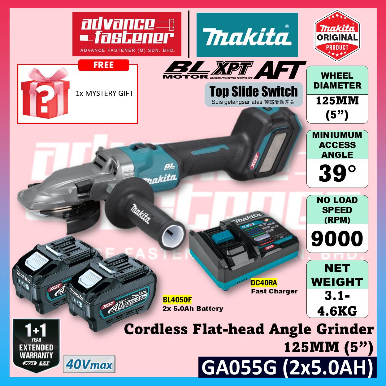 Makita GA055GZ 40Vmax Cordless Flat-head Angle Grinder 125MM (5") ( Top Slide Switch )