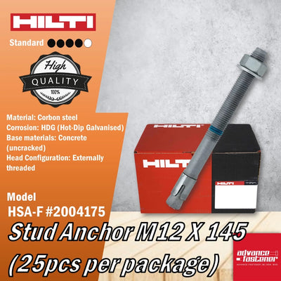 HILTI HSA-F #2004175 Wedge Anchor M12 x 145 ( 25 pcs per package )