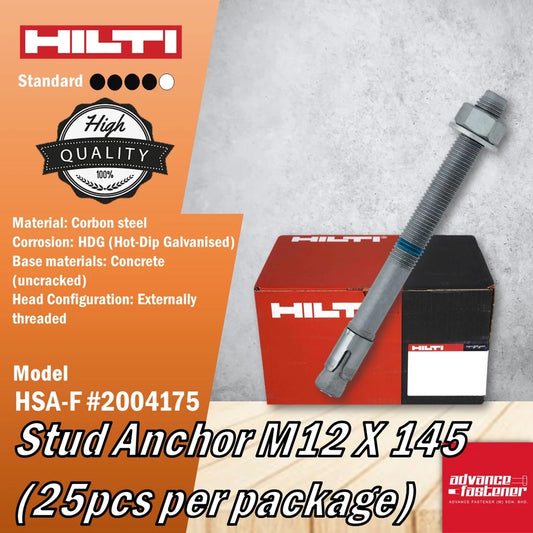HILTI HSA-F #2004175 Wedge Anchor M12 x 145 ( 25 pcs per package )