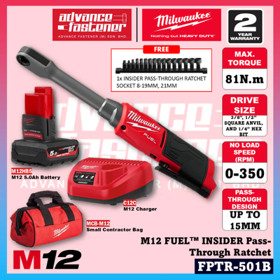 Milwaukee FPTR-251 / FPTR-0 M12 FUEL™ INSIDER Extended Pass-Through Ratchet
