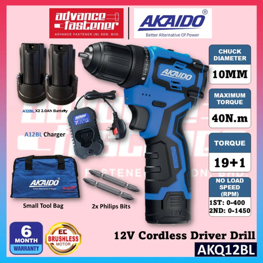 Akaido AKQ12BL 12V Brushless Cordless Drver Drill