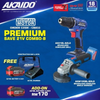 AKAIDO CB833 Premium Save 21V Brushless Cordless Combo Set AK21BL-10MM Drill + AKM100BLX 100MM Angle Grinder