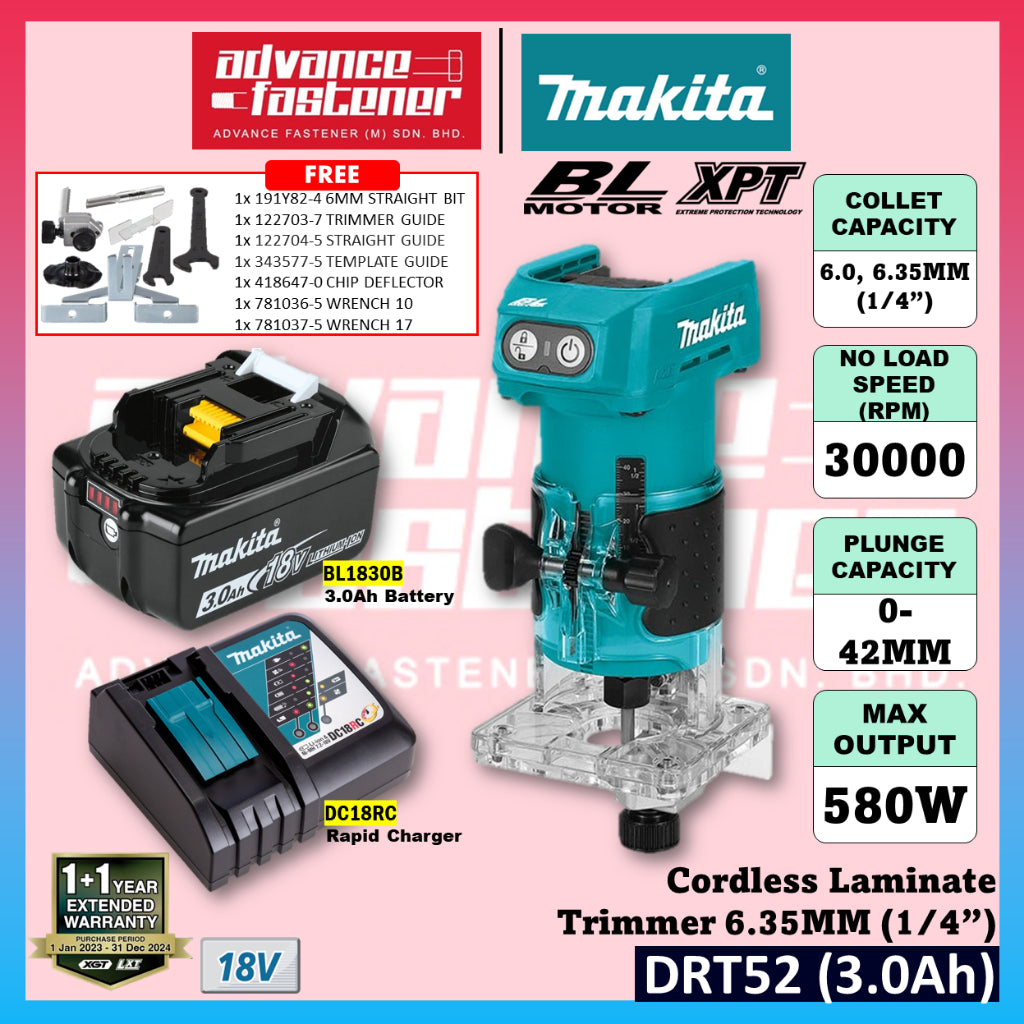 MAKITA 18V COMBO KIT ROUTER AND IMPACT DRILL (DRT52+DHP482)