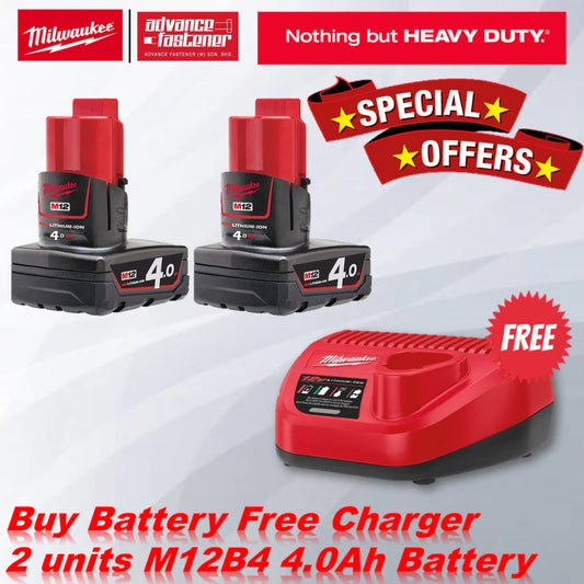 MILWAUKEE M12 Batteries And Chargers For 2.0Ah / 3.0Ah / 4.0Ah / 6.0Ah RED-LITHIUM™-ION Battery