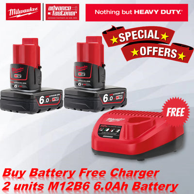MILWAUKEE M12 Batteries And Chargers For 2.0Ah / 3.0Ah / 4.0Ah / 6.0Ah RED-LITHIUM™-ION Battery
