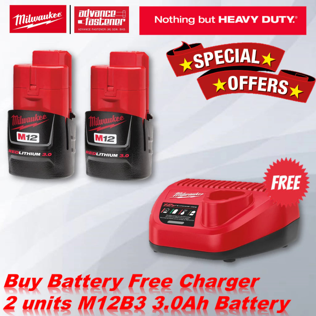 MILWAUKEE M12 Batteries And Chargers For 2.0Ah / 3.0Ah / 4.0Ah / 6.0Ah RED-LITHIUM™-ION Battery