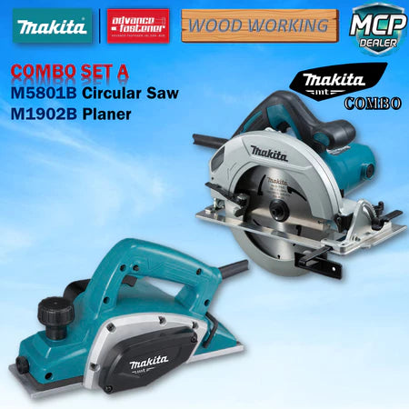 MAKITA MT SERIES COMBO SET (M5801B Circular Saw M1902B Planer M4301B Jig Saw M3700B Trimmer M9200B Sander M0801B Drill )