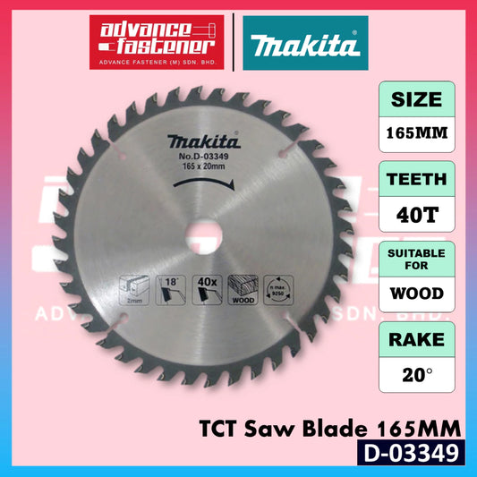 MAKITA D-03349 TCT Circular Saw Blade 165mm X 40T X 20mm (replacement D-50500)