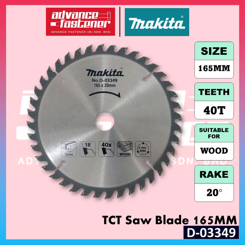 MAKITA D-03349 TCT Circular Saw Blade 165mm X 40T X 20mm (replacement D-50500)
