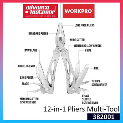 WORKPRO 382001 12-in-1 Pliers Multi-Tool