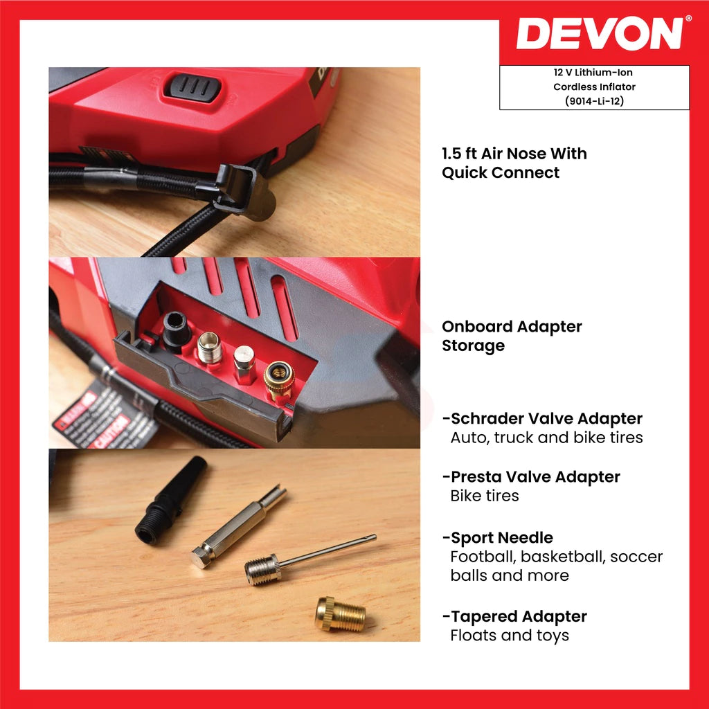 DEVON 12V Cordless Inflator / auto pump 9014