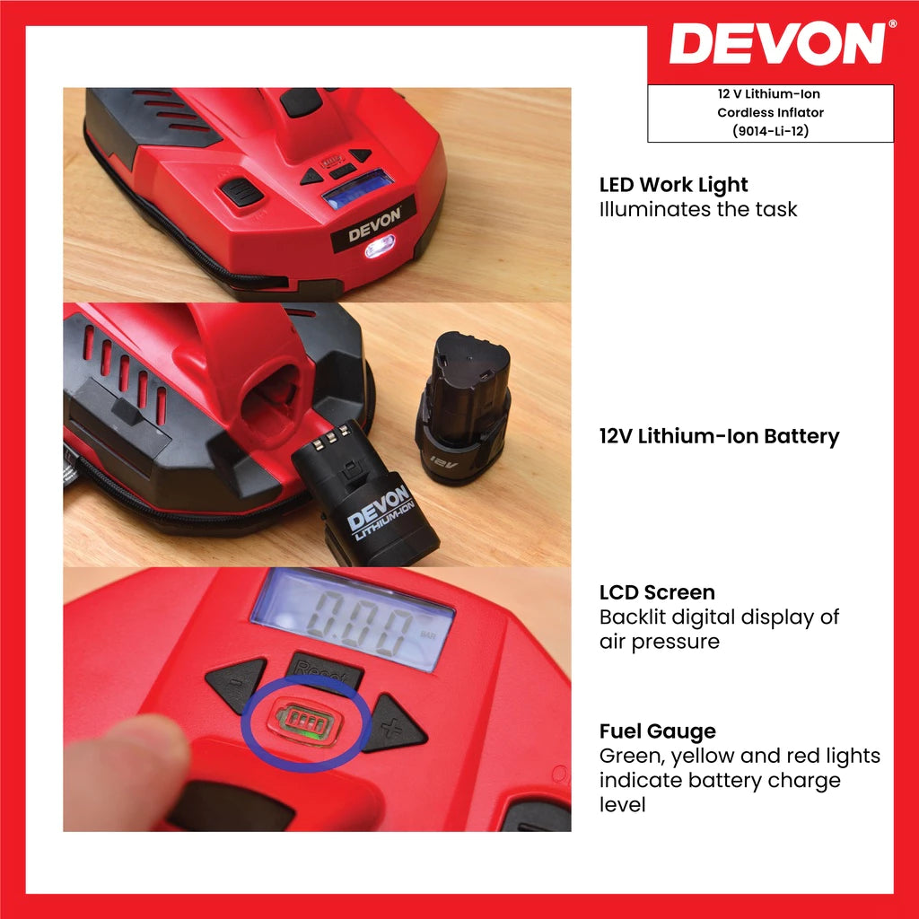 DEVON 12V Cordless Inflator / auto pump 9014