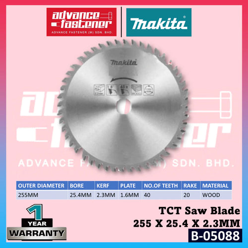 MAKITA B-05088 TCT Saw Blade 255 X 25.4 X 23MM 40T WOOD