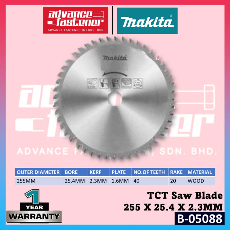 MAKITA B-05088 TCT Saw Blade 255 X 25.4 X 23MM 40T WOOD