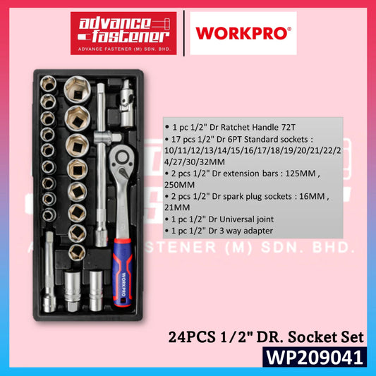 WORKPRO WP209041 24PCS 1/2" DR. Socket Set