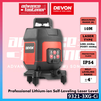 Devon Laser Professional Lithium-ion Self-Leveling Laser Level 6 lines 1 dot 9321-3XG-Ci