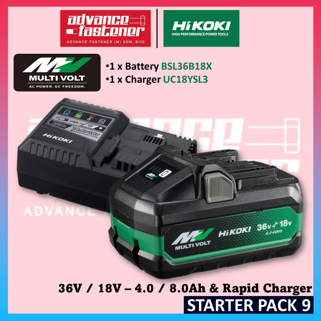 HIKOKI 36V/18V - 2.5/5.0Ah / 4.0/8.0Ah Battery BSL36A18X / BSL36B18X UC18YSL3 Rapid Charger UC18YSLT Multi Port Charger