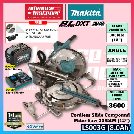 Makita LS003GZ / LS003 40Vmax Cordless Slide Compound Miter Saw 305MM (12")