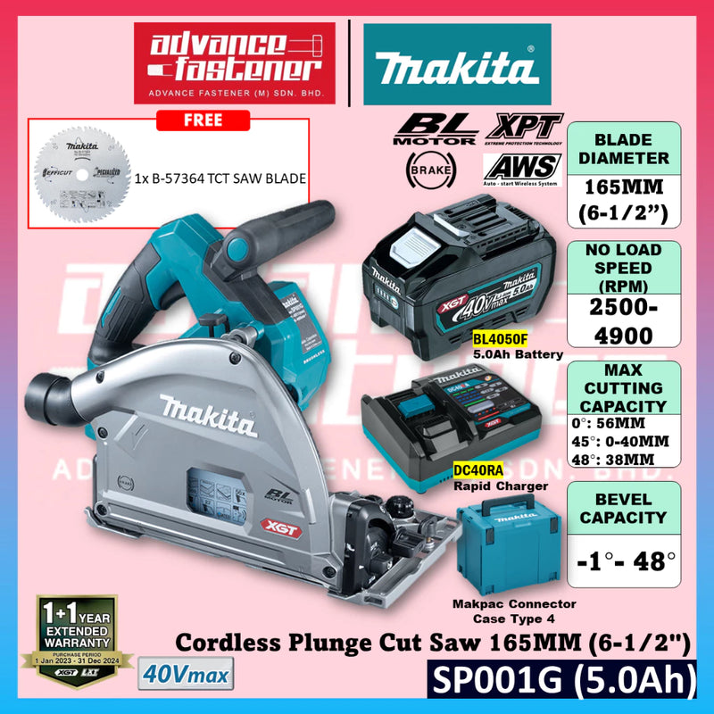 MAKITA SP001 / SP001GZ02 40Vmax Cordless Plunge Cut Saw 165MM ( 6-1/2