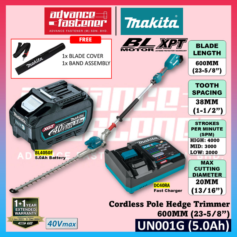 Makita UN001G / UN001GZ 40Vmax Cordless Pole Hedge Trimmer 600MM (23-5/8”)