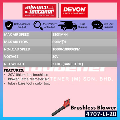 Devon 20V Brushless Blower 4707