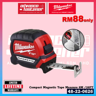 Milwaukee Makita Dewalt 48-22-0626 / 48-22-0616 Compact Magnetic Tape Measure ( 8M/26FT | 5M /16FT | 10M | 3.5M | 2.5M )