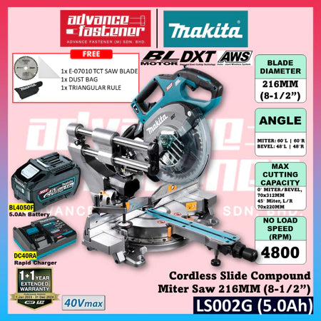 MAKITA LS002GZ / LS002 40Vmax Cordless Slide Compound Miter Saw 216MM (8-1/2")