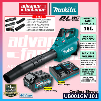 MAKITA UB001GM101 / UB001GZ 40Vmax Cordless Blower