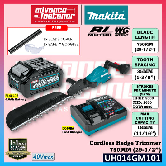 MAKITA UH014GM101 / UH014GZ 40Vmax Cordless Hedge Trimmer 750MM (29-1/2")
