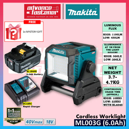 Makita ML003G / TWAML003G 40Vmax XGT / 18V LXT Cordless LED Worklight Flashlight