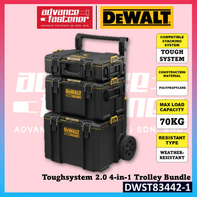 Share:   Favorite (14) Dewalt DWST83442-1 Toughsystem 2.0 4-in-1 Trolley Bundle