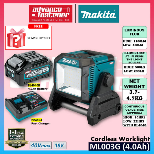 Makita ML003G / TWAML003G 40Vmax XGT / 18V LXT Cordless LED Worklight Flashlight