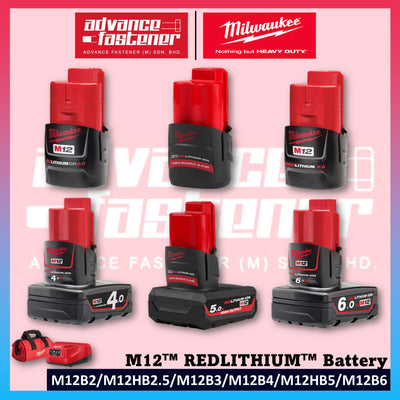 MILWAUKEE M12 Batteries And Chargers For 2.0Ah / 3.0Ah / 4.0Ah / 6.0Ah RED-LITHIUM™-ION Battery