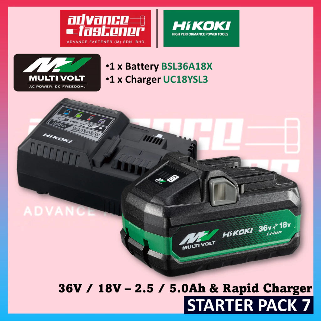 HIKOKI 36V/18V - 2.5/5.0Ah / 4.0/8.0Ah Battery BSL36A18X / BSL36B18X UC18YSL3 Rapid Charger UC18YSLT Multi Port Charger