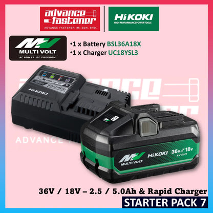HIKOKI 36V/18V - 2.5/5.0Ah / 4.0/8.0Ah Battery BSL36A18X / BSL36B18X UC18YSL3 Rapid Charger UC18YSLT Multi Port Charger