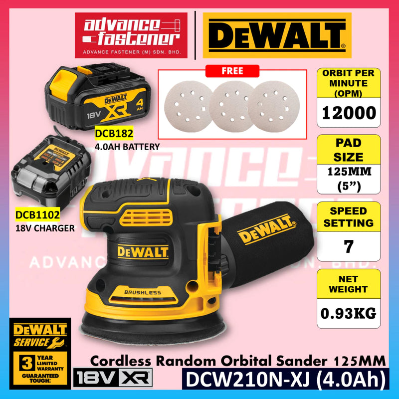 DeWalt DCW210N-XJ 18V XR Cordless Random Orbital Sander 125MM (5