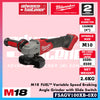 Milwaukee FSAGV100XB-501 / FSAGV100XB-0X0 M18 FUEL™ Variable Speed Braking Angle Grinder with Slide Switch 100MM (4