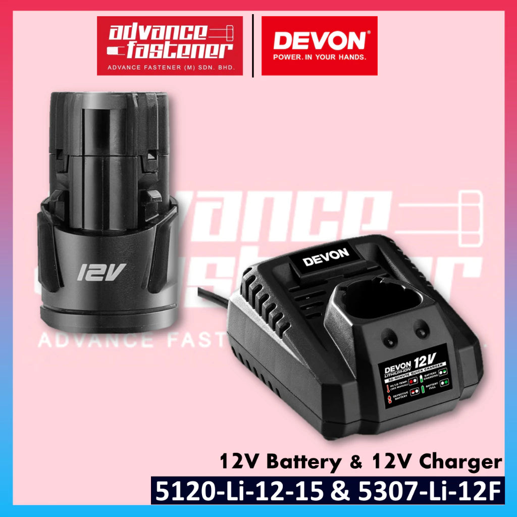 DEVON 5120-Li-12-15 12V 1.5Ah Lithium-Ion Battery & 5307-Li-12F 12V Fast Charger