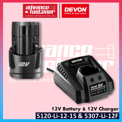 DEVON 5120-Li-12-15 12V 1.5Ah Lithium-Ion Battery & 5307-Li-12F 12V Fast Charger