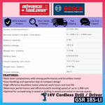 BOSCH GSR 185-LI 18V Cordless Drill / Driver